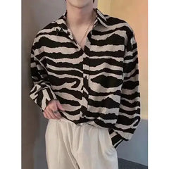 Zebra Striped Long-sleeve Loose Shirt