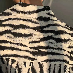 Zebra Striped Oversized Long Sleeve Shirt