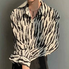 Zebra Striped Oversized Long Sleeve Shirt