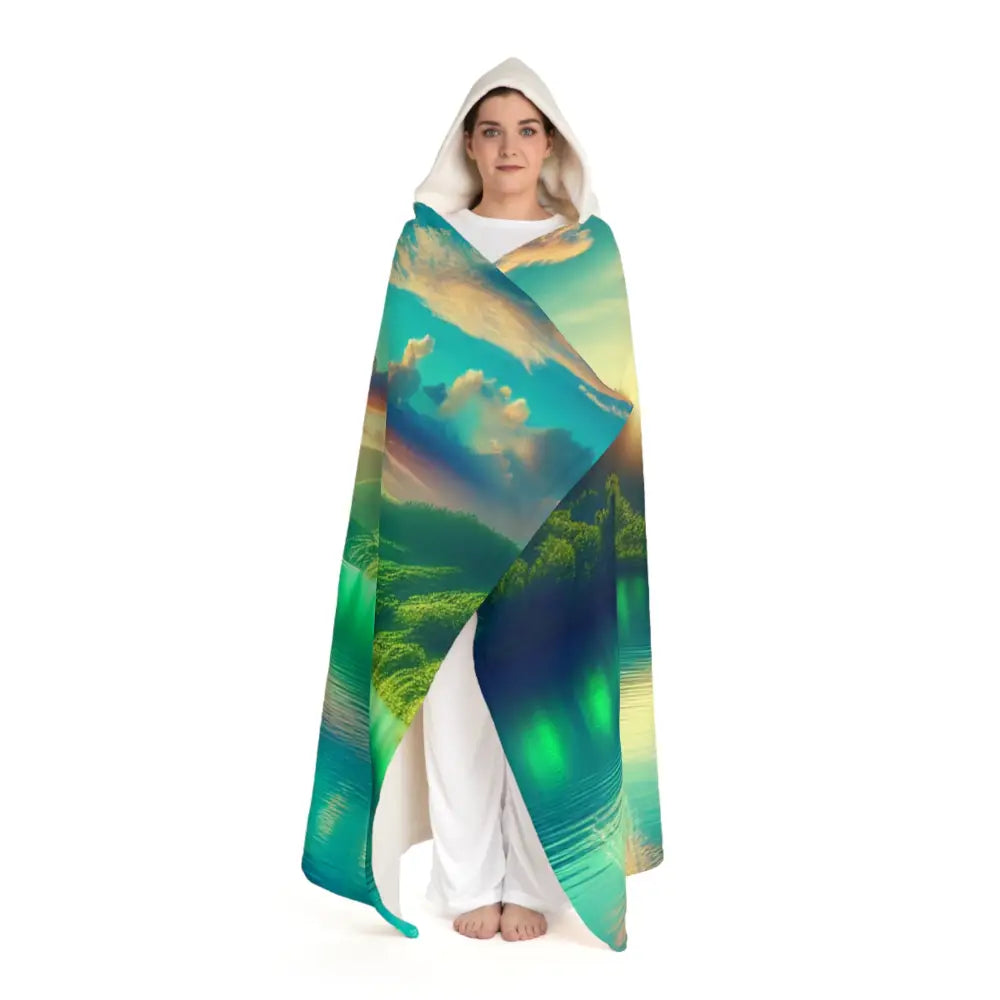 Zen Embrace - Meditation Hooded Sherpa Fleece Blanket