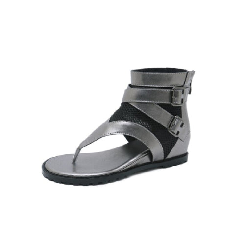 Zipper Cover Heel Open Toe Sandals Flip Flops - Silver / 4.5