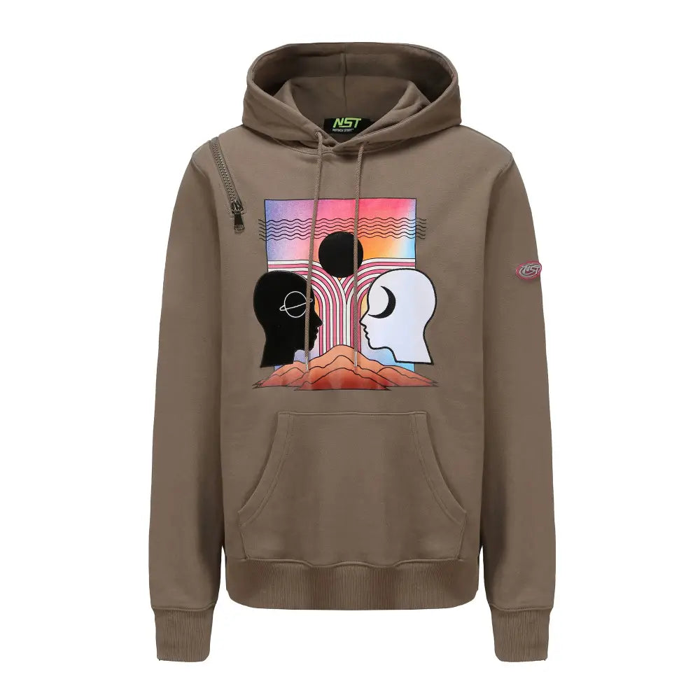 Zips On The Sleeves Hoodie - Brown / S - hoodie