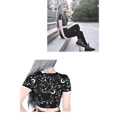 Zodiacal Constellations Galaxy Crop Top