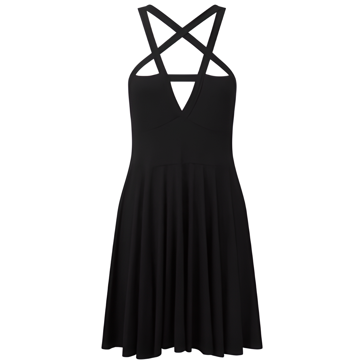 Sleek Pleated Sleeveless Summer Dress - Black / S - Mini