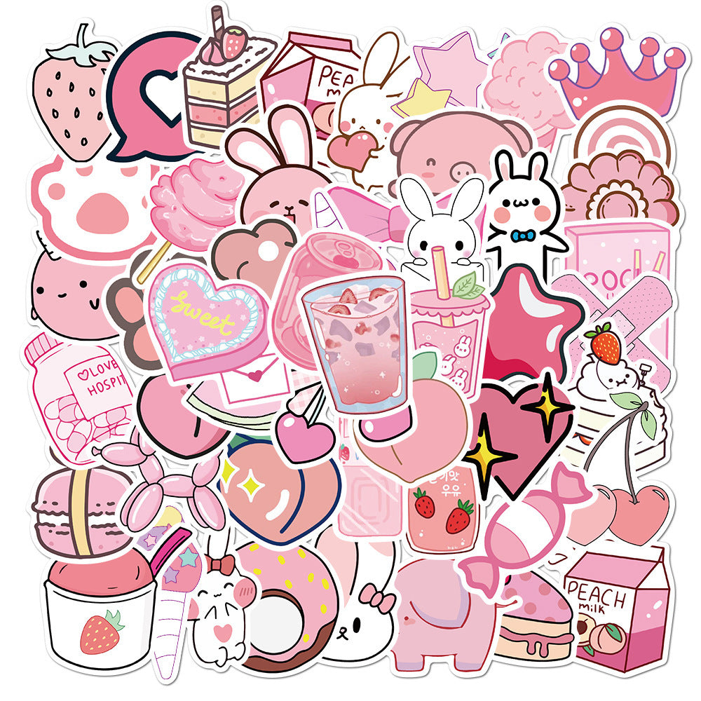 Pink Girl Kawaii Stickers 50 Stickers Waterproof - UrbanWearOutsiders Stickers