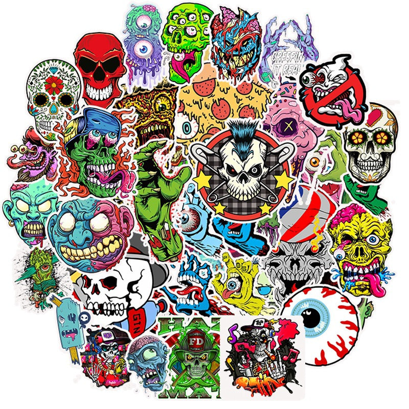 Skull Horror graffiti Stickers - 50 sheets per bag