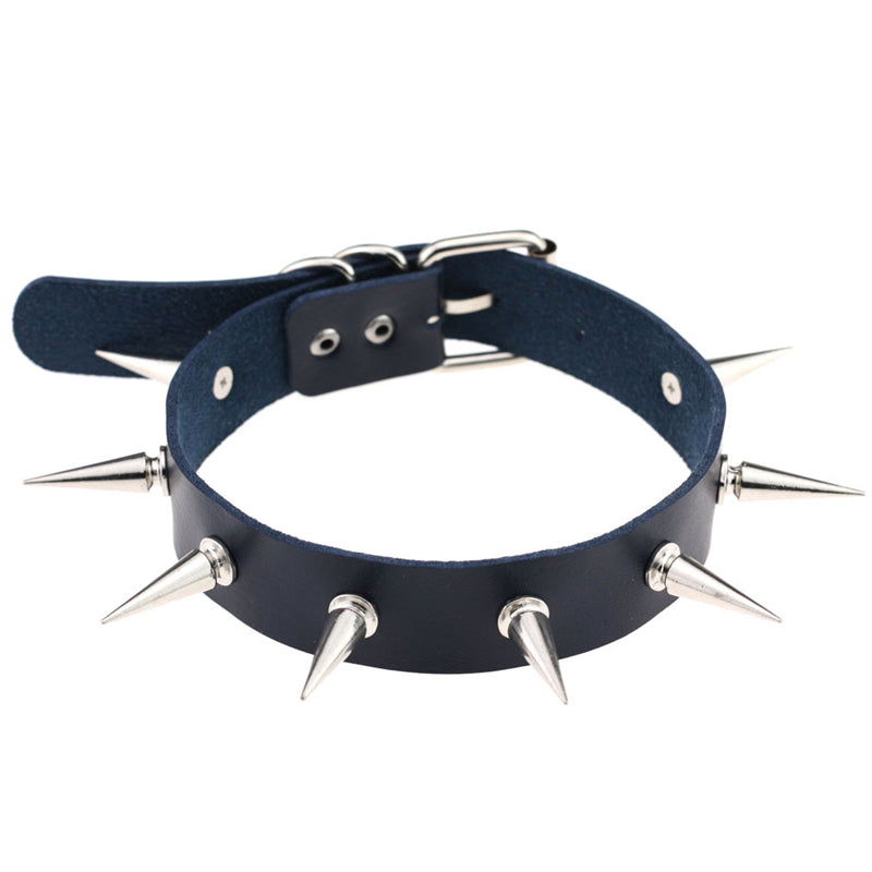 Punk Gothic Leather Spike Collar