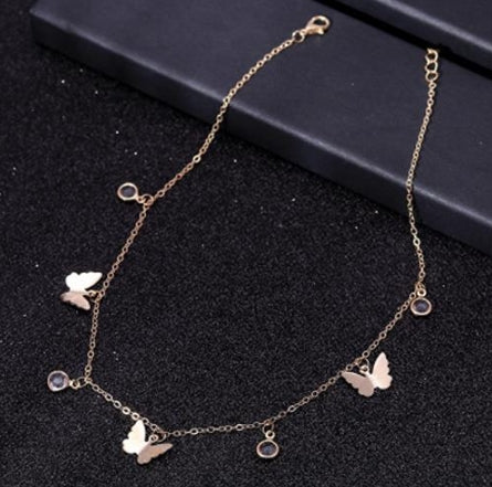 Aesthetic Metallic Butterflies Necklaces - Brown - Necklace
