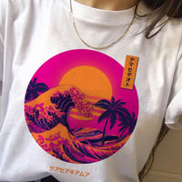 Thumbnail for The Great Wave off Kanagawa T-Shirt - Dark Pink / S
