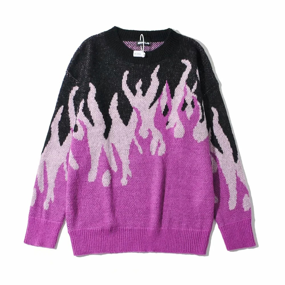 Pink Double Flame Sweater - Purple / One size