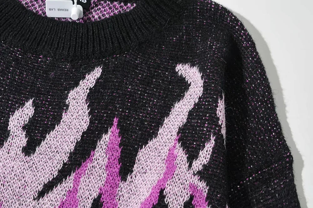 Pink Double Flame Sweater - Purple / One size