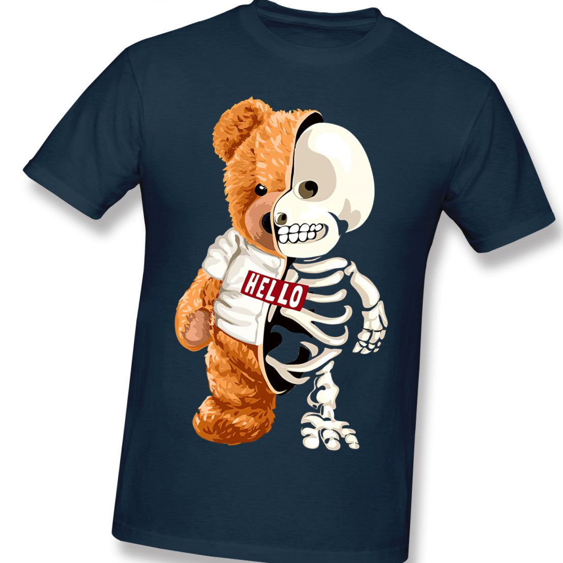 Skull Teddy Bear Skeleton T-Shirt - Navy Blue / XXL -