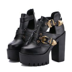 Gothic Platform PU Vegan Leather - Black / 36 - Shoes
