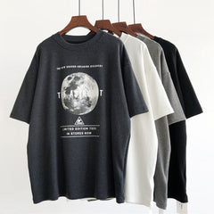 Moon The Astronut Round Neck T-shirt - Dark Grey / Onesize -