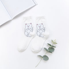 Fun Cats Black and White Socks - Cat / One size