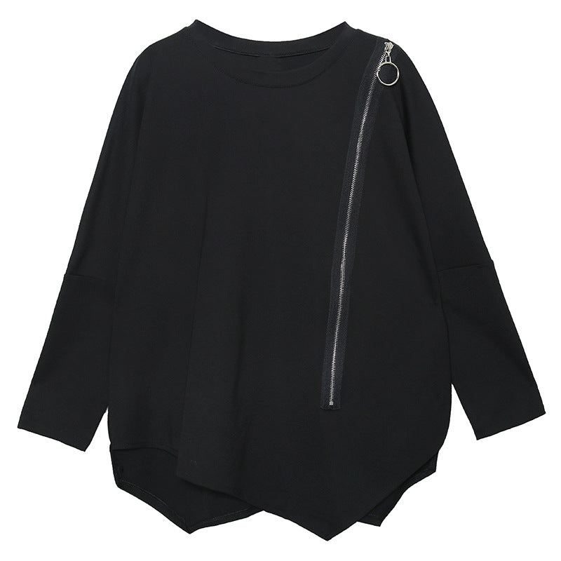 Zippers Blouse Pullover - black / One size - Oversize Women