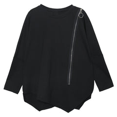 Zippers Blouse Pullover - black / One size - Oversize Women