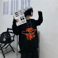 Angry Skull Knitted Oversize Sweater - Black / One size