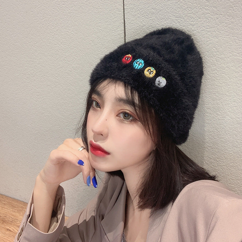 Emoji Embroidered Hat - Black / M - Warm hats scarfs