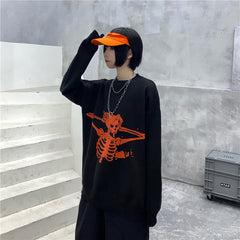 Angry Skull Knitted Oversize Sweater - Black / One size