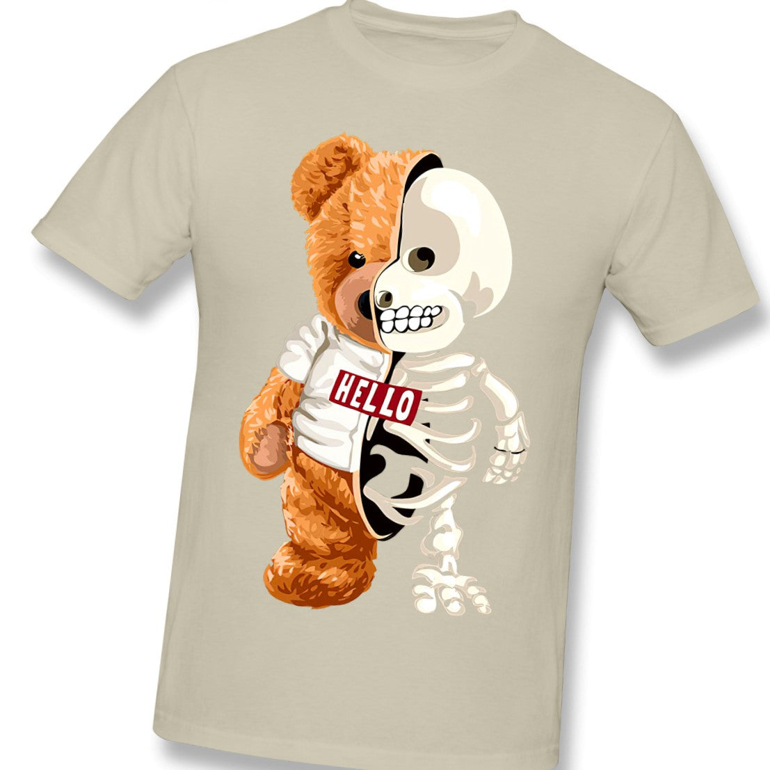 Skull Teddy Bear Skeleton T-Shirt - Khaki / XXL - T-shirts