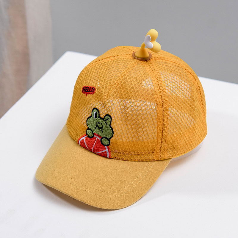Little Frog Embroidered Cap - Yellow / One Size - Warm hats