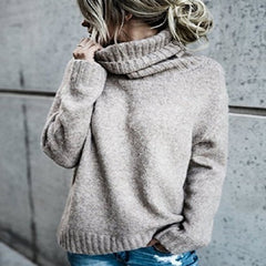 Korean style High-Collar Sweater - gray / L