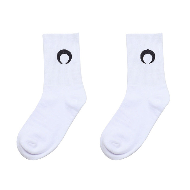 Green Aesthetic Crescent Moon Socks - White / OneSize