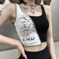Thumbnail for Silent Till The End Patchwork Crop Top