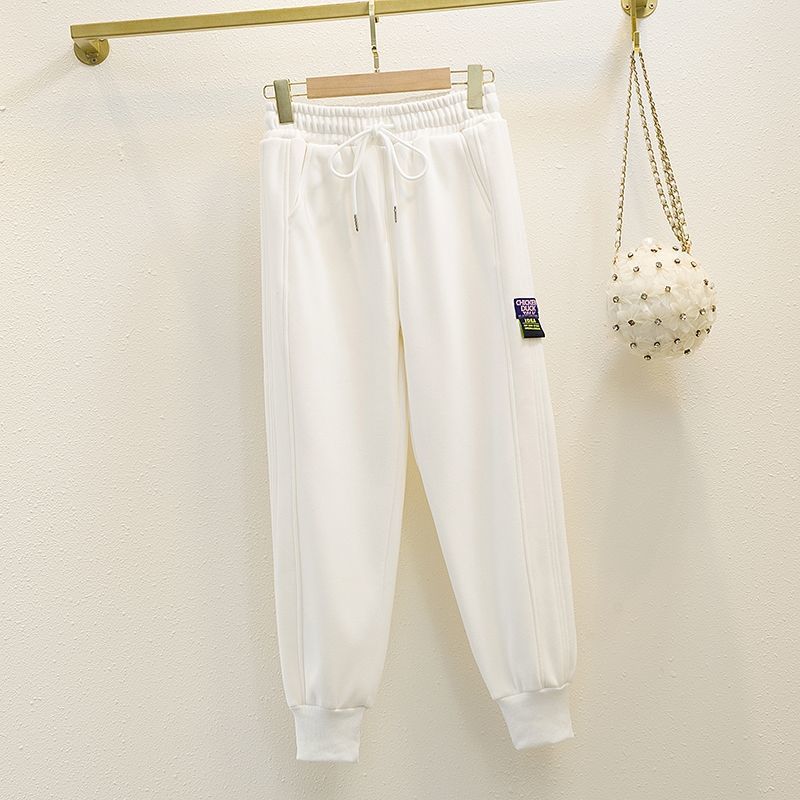 Color Solid Loose Padded Sweatpants - White / M - Pants