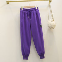 Thumbnail for Color Solid Loose Padded Sweatpants - Purple / M - Pants