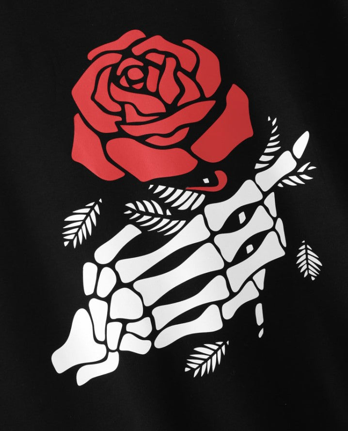 Skeleton Hand and Rose Dark Sweatshirt - SWEATSHIRT