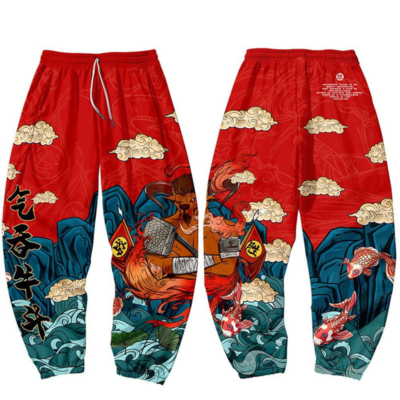 Bull Collection Loose-fitting Pants - Red Blue / S