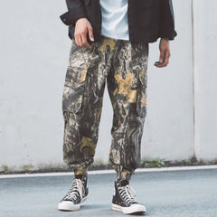 Camouflage Loose Cargo Pants - Brown / M