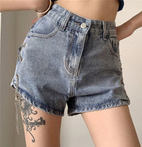 Thumbnail for Side Slit High Waist Jeans Shorts - Short Pants