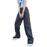 Thumbnail for Zebra Pattern Loose Wide-leg Straight-leg Pants - Khaki / S
