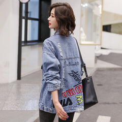 Letters and Logos Denim Jacket - Jackets