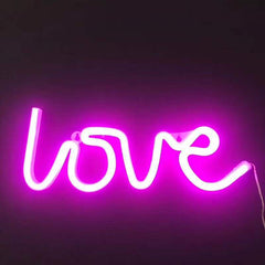 Love Led Wall Hanging Neon Light Lamp - Pink / Battery -