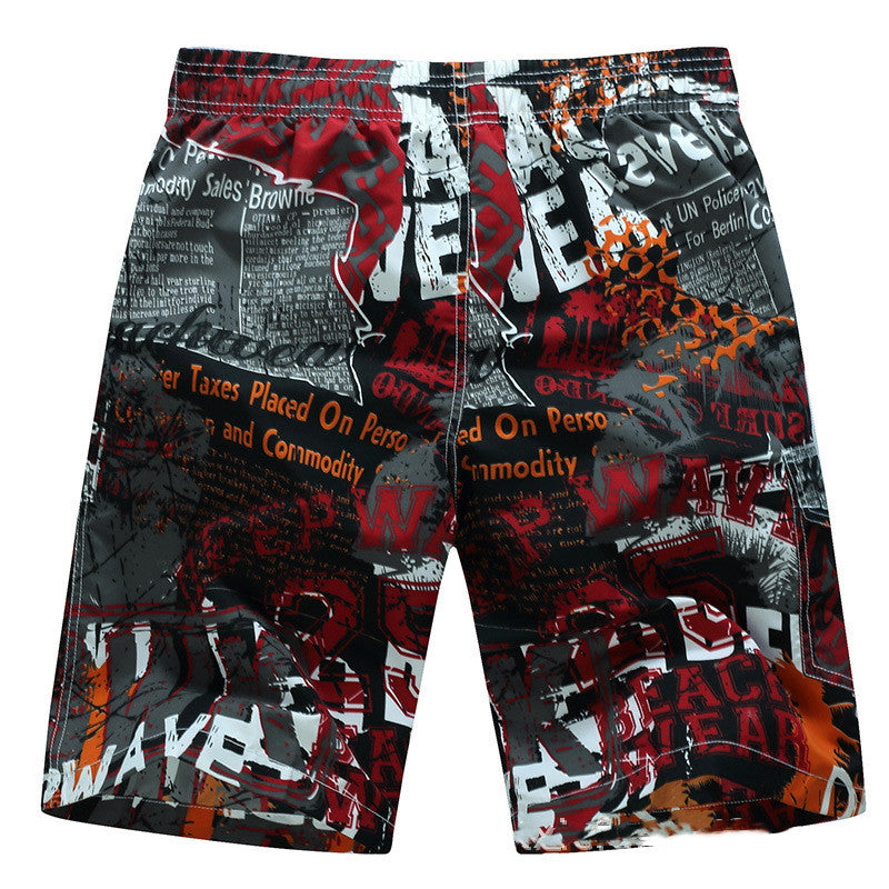 Letter Printed Waterproof Beach Shorts - Red / L - Short