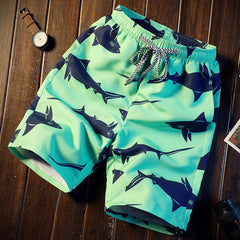 Shark Ocean Waterproof Beach Shorts - Green / M - Short