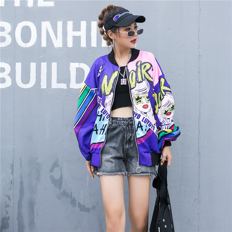 NOIR! Girl Sequins Oversize Jacket - Purple / OneSize -