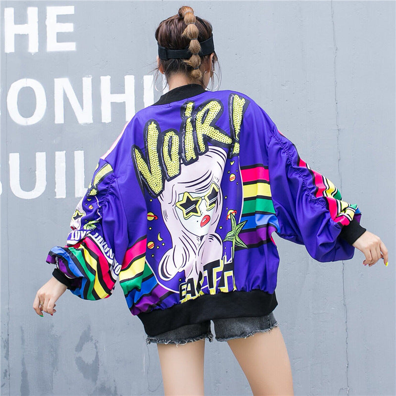 NOIR! Girl Sequins Oversize Jacket - Purple / OneSize -