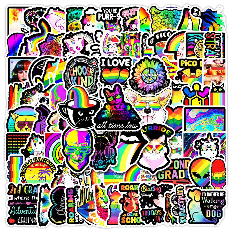 Rainbow Cat Graffiti Sticker - Color - Stickers
