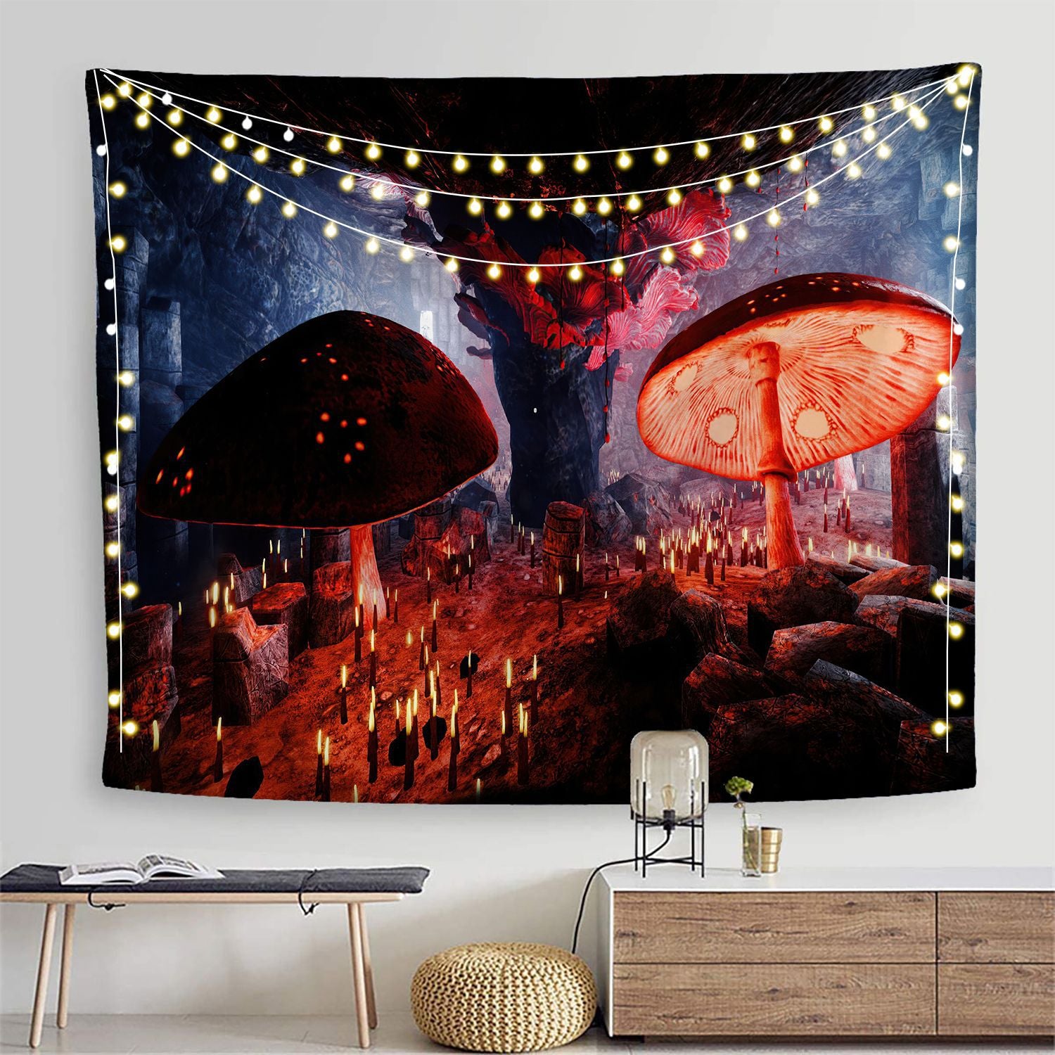 Psychedelic Mushroom Tapestry Wall - F / 95x73