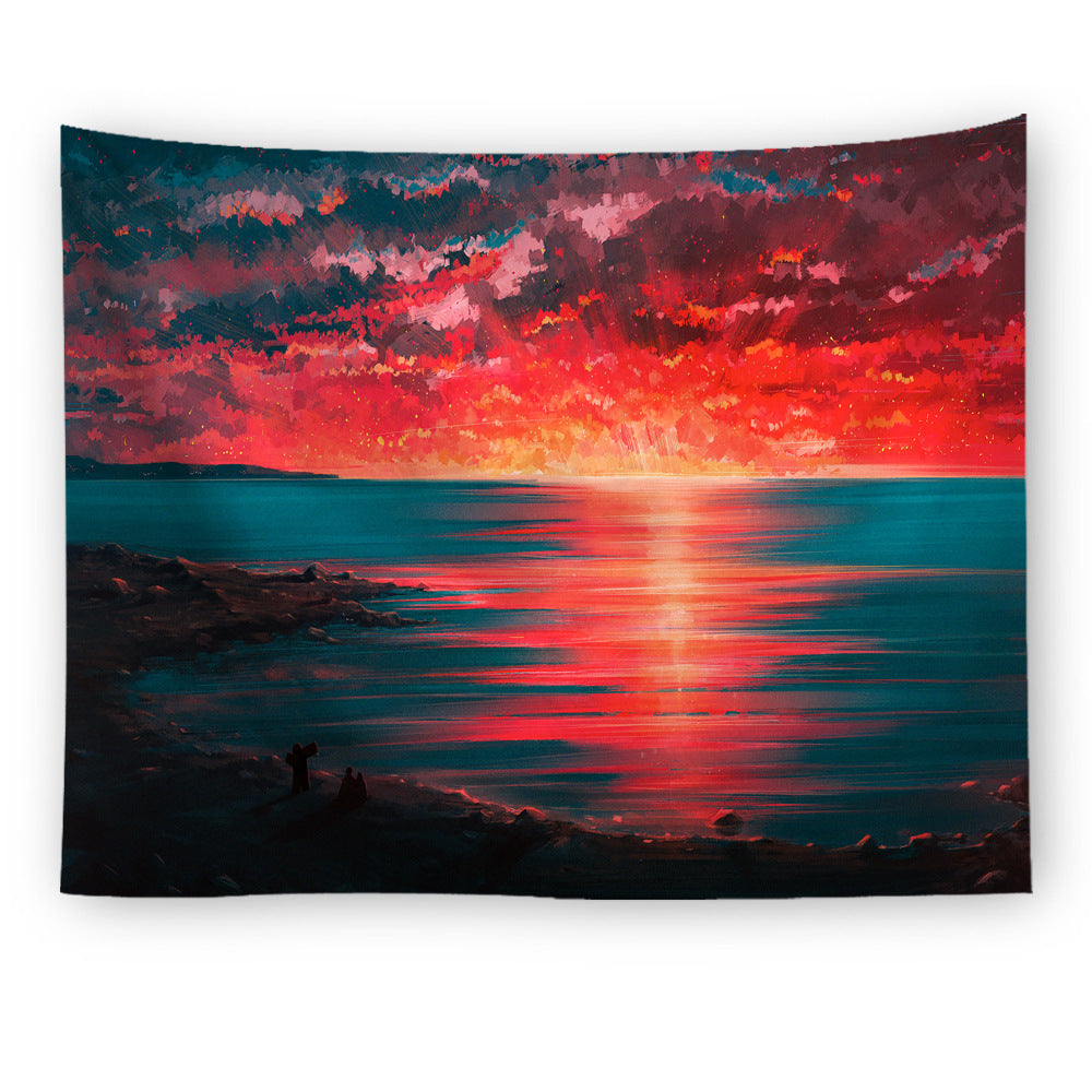 Futuristic Sunset Landscape Full Color Tapestry - 3 /