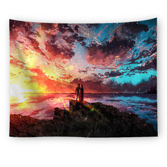 Futuristic Sunset Landscape Full Color Tapestry - 1 /