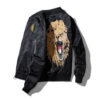 Thumbnail for Tiger Embroidered Bomber Jacket - Jackets