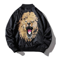 Thumbnail for Tiger Embroidered Bomber Jacket - Black / S - Jackets