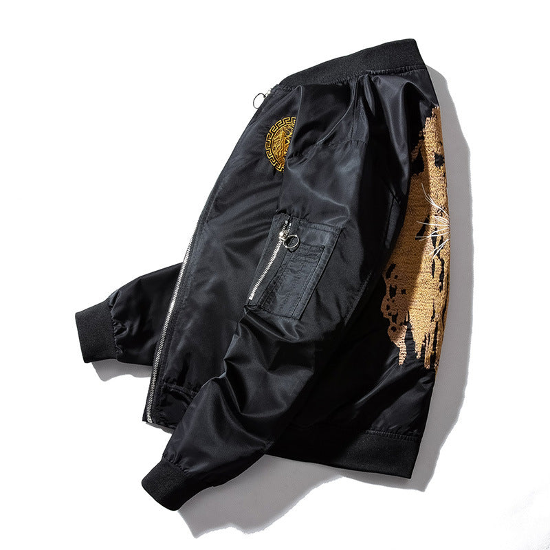 Tiger Embroidered Bomber Jacket - Jackets