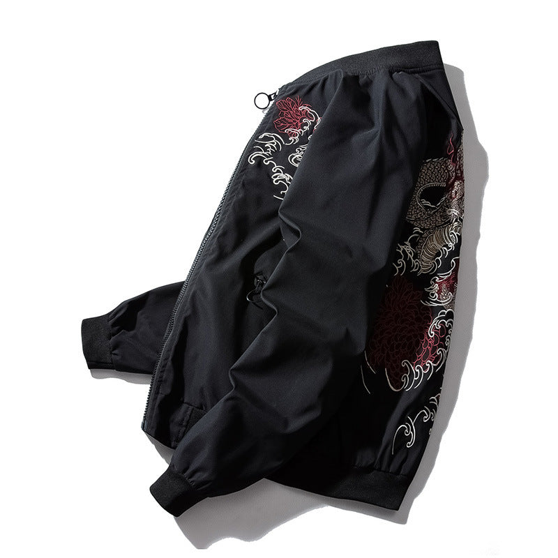 Dragons Embroidered Bomber Jacket - Jackets